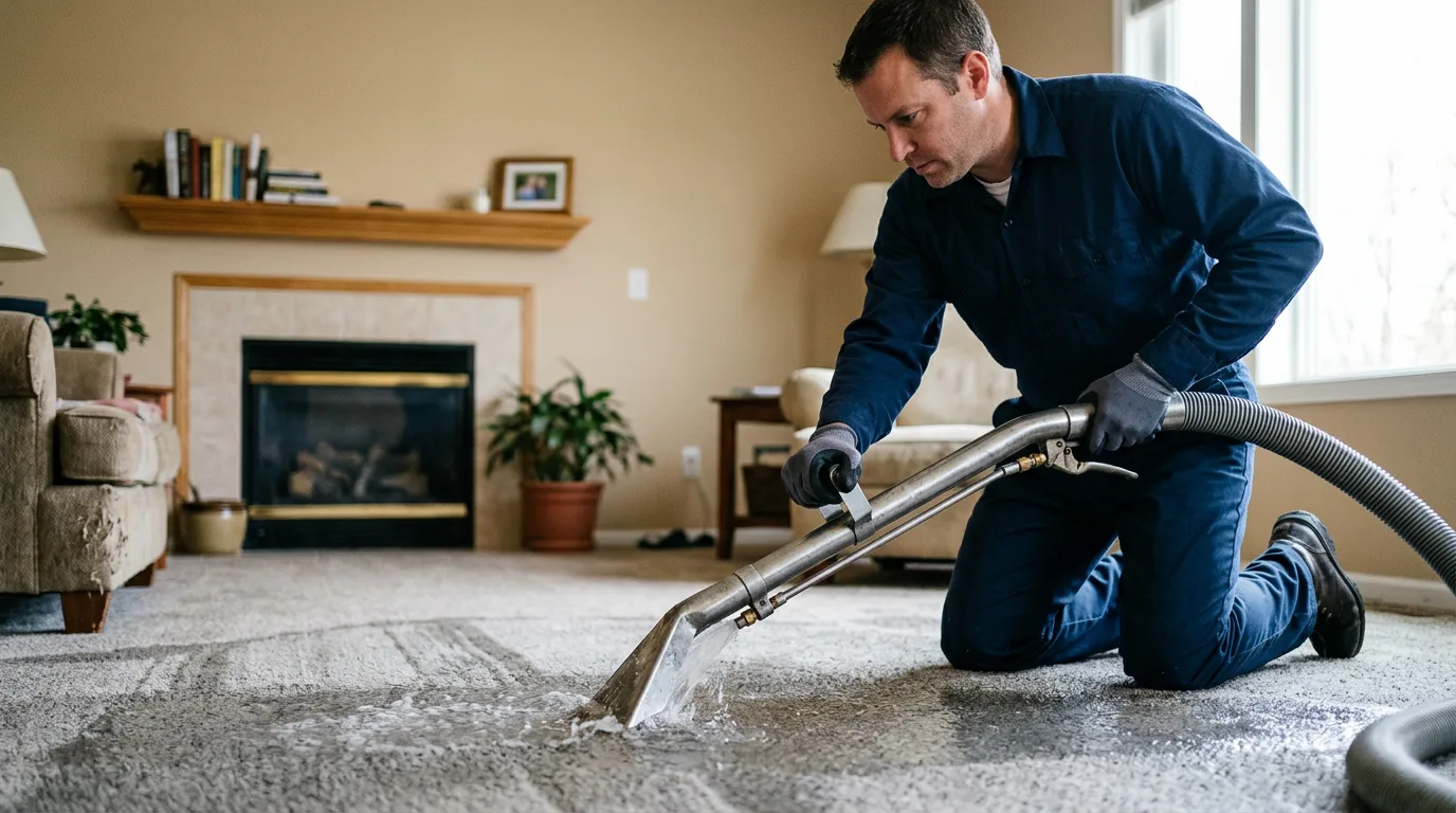 Water damage restoration technician working near Ozark, AR